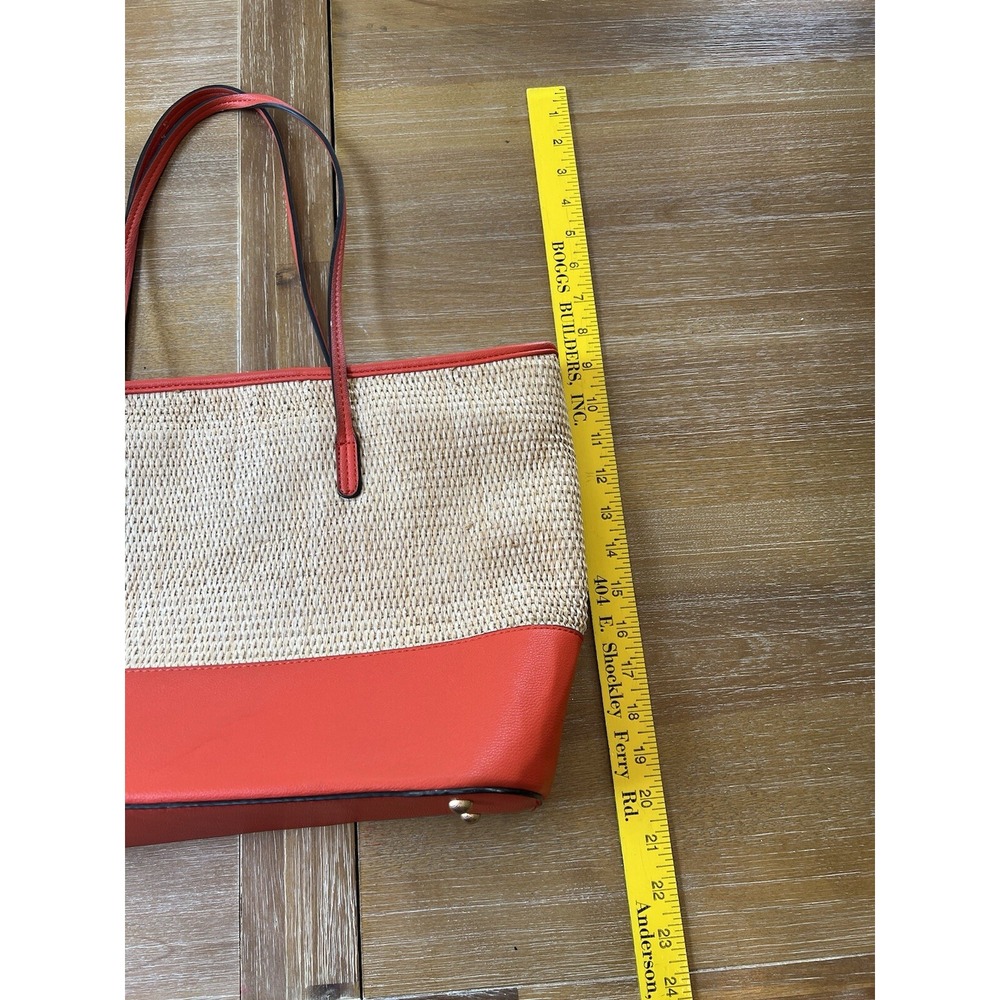 IZZY AND ALI Orange CHIC STRAW Large Tote PURSE Handbag - Picture 3 of 7